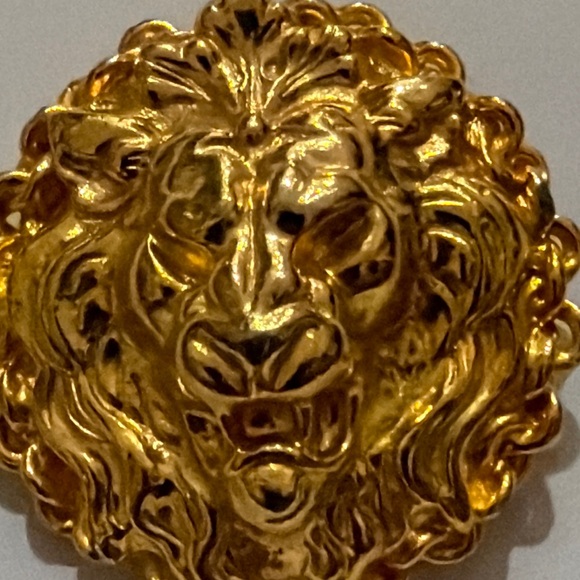 Vtg Anne Klein Gold-Tone Lion Head Brooch - Picture 3 of 6